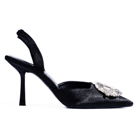 Shelovet donna nera elegante tacco alto nero