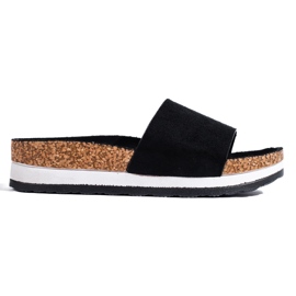 Pantofole in camoscio nero con suola spessa Shelovet