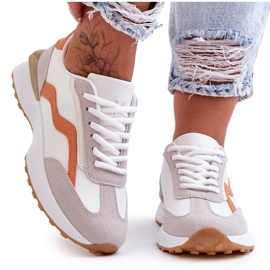 FJ1 Scarpe Sportive In Pelle Da Donna Bianco-Arancio Somerio bianca