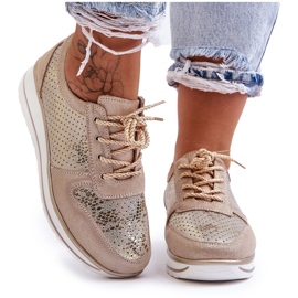 Scarpe Sportive In Pelle Con Traforo S.Barski AL22246 Oro d'oro