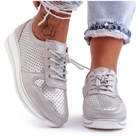 Scarpe Sportive In Pelle Con Traforo S.Barski AL22246 Silver argento