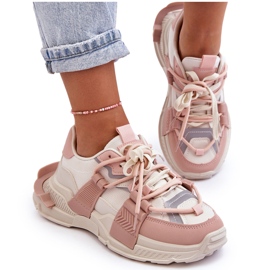 PS1 Scarpe sportive stringate alla moda da donna Beige-Rosa Chillout!