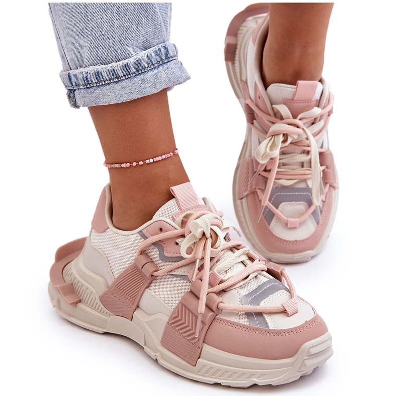 PS1 Scarpe sportive stringate alla moda da donna Beige-Rosa Chillout!