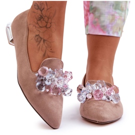 PS1 Mocassini impreziositi da donna con tacco piatto Sloane beige scuro