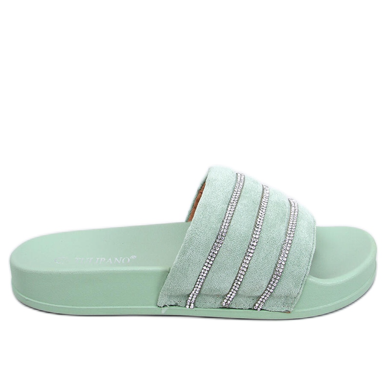 Ciabatte Lynne Green con strass verde