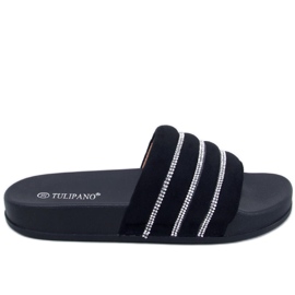 Ciabatte Lynne nere con strass nero