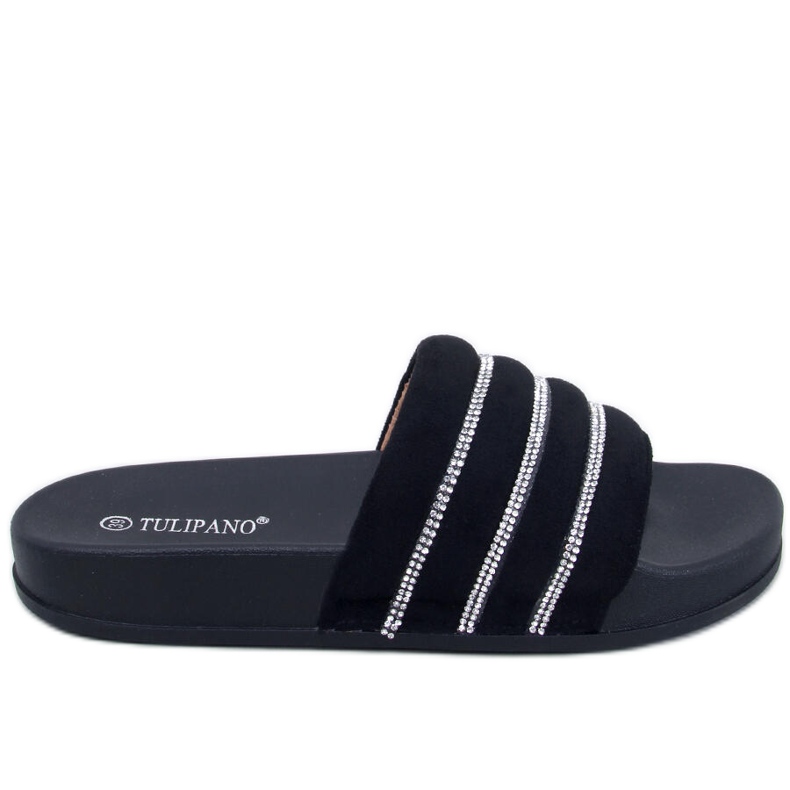 Ciabatte Lynne nere con strass nero