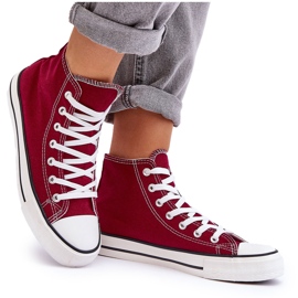 FR1 Sneakers Donna Classiche Alte Bordeaux Remos rosso