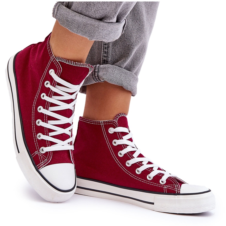 FR1 Sneakers Donna Classiche Alte Bordeaux Remos rosso