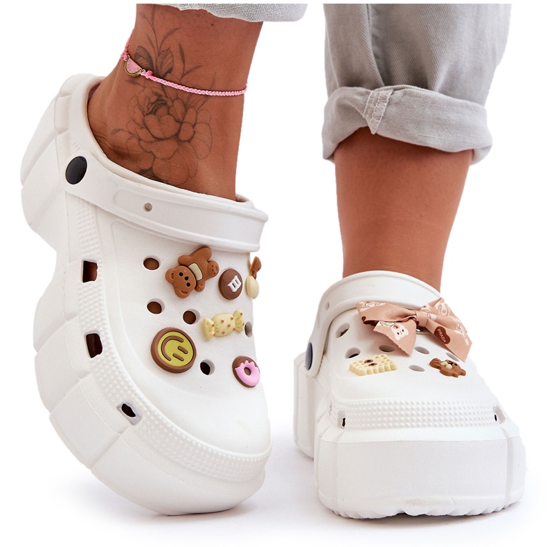 Ciabatte Donna In Schiuma Crocs Con Decorazioni Bianco Marlett bianca