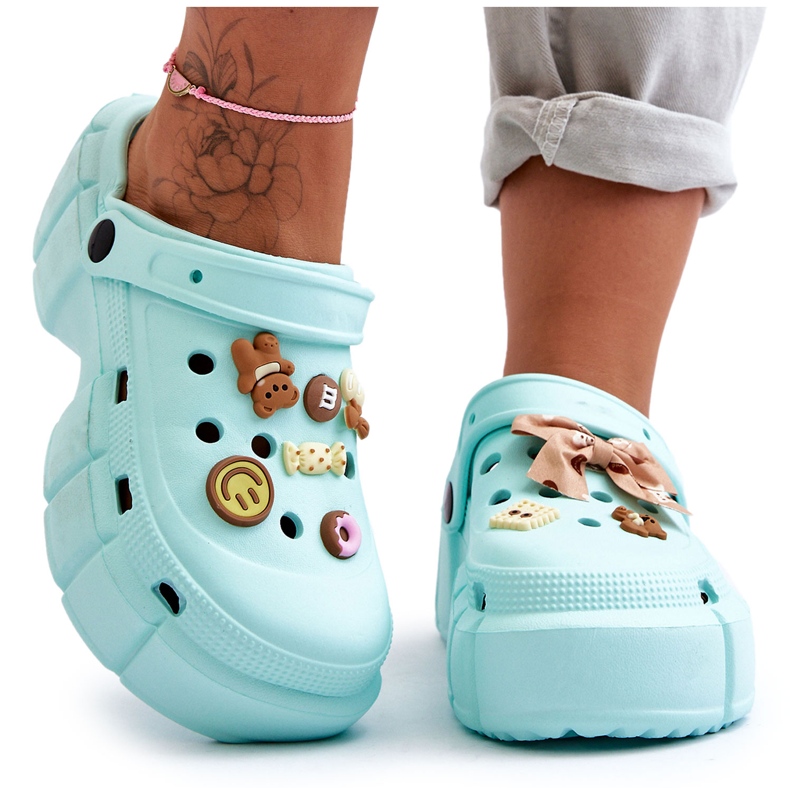 Ciabatte In Schiuma Da Donna Crocs Con Abbellimenti Verde Marlett