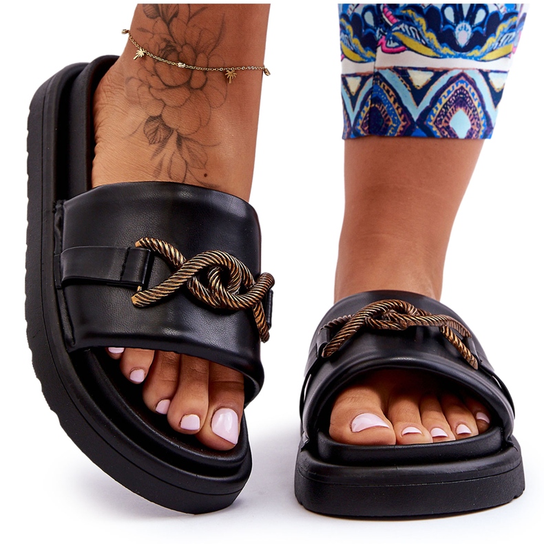 Sandali Donna Con Decoro Nero Verso