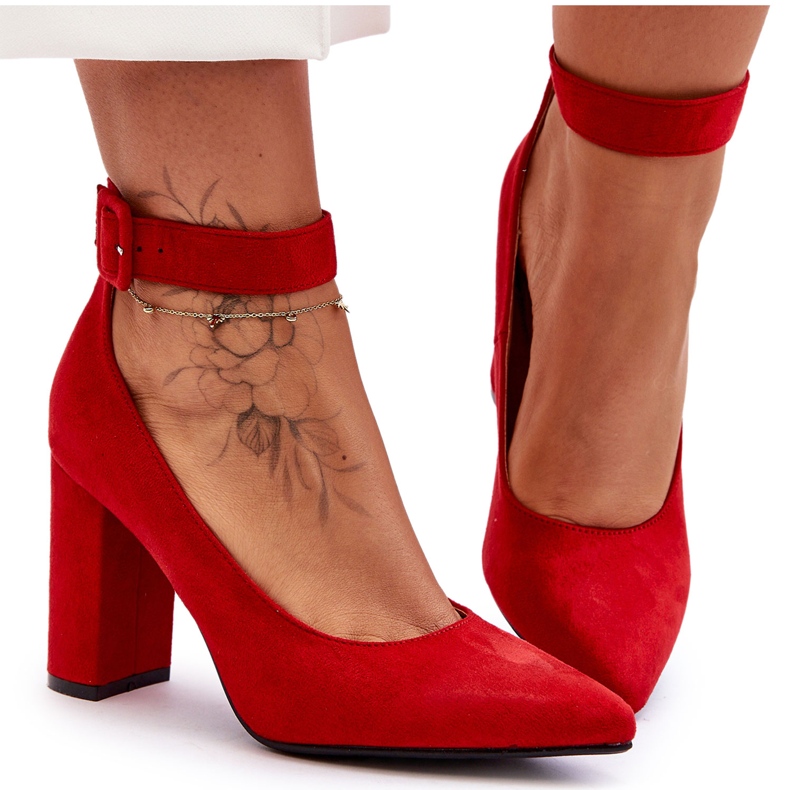 Décolleté Eleganti in Pelle Scamosciata Rosso Gloria