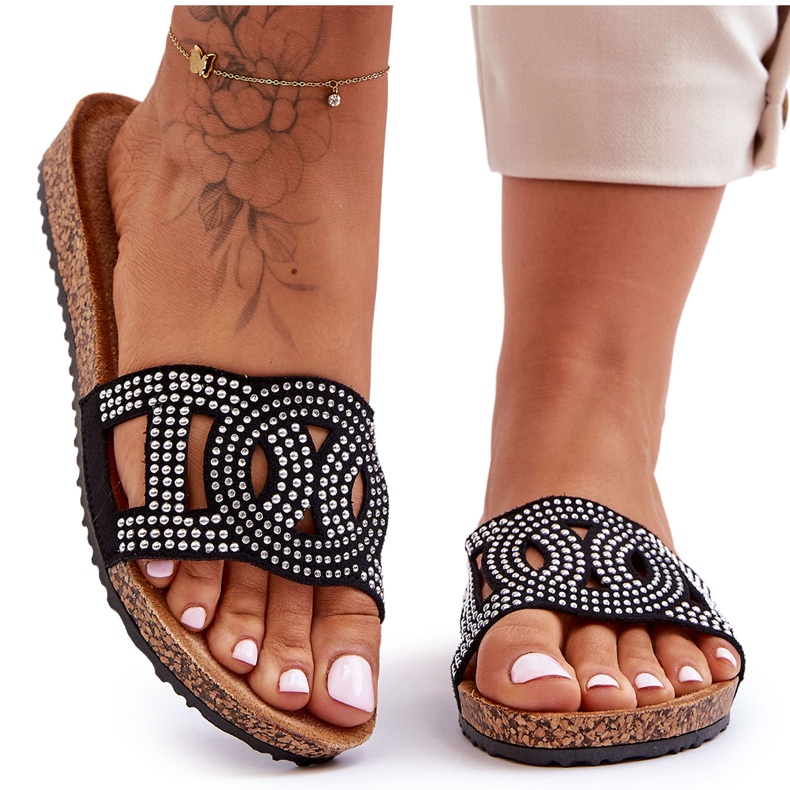 Pantofole da donna con borchie Evelins nere nero