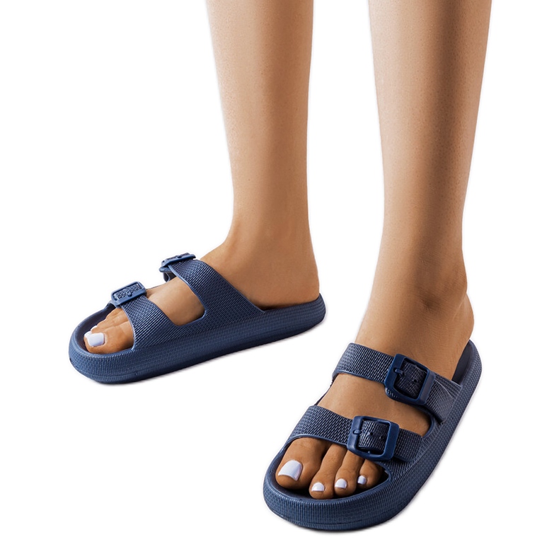 Ciabatte in gomma blu navy con fibbie di Padova