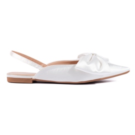 Ballerine da donna in raso con fiocco in Shelovet bianco