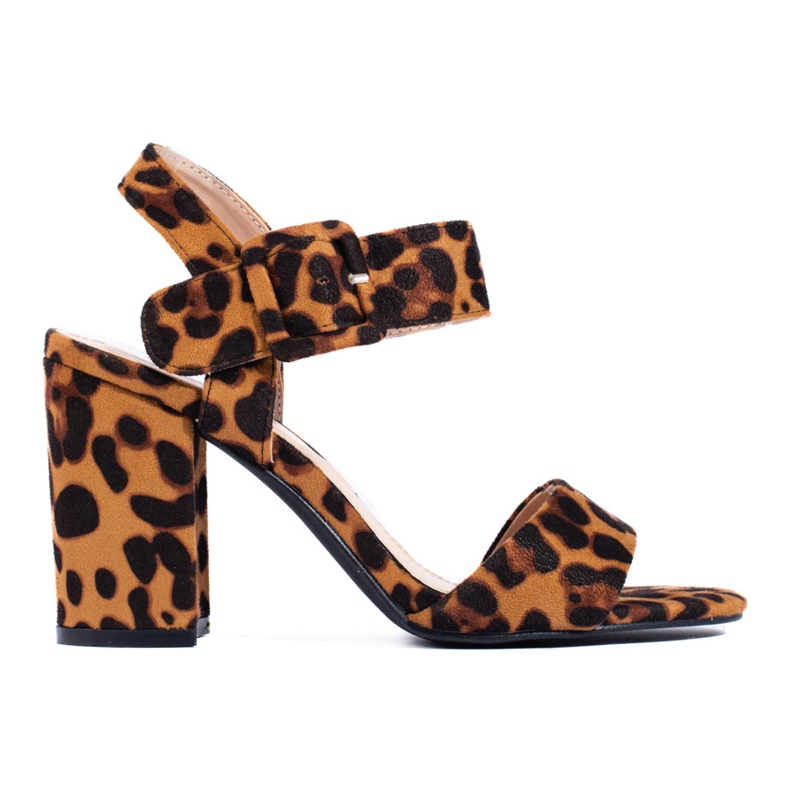 Sandali Shelovet con stampa leopardata marrone