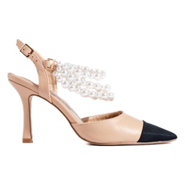 Décolleté beige con puntale nero di Shelovet