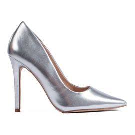 Décolleté con tacco alto color argento metallizzato di Shelovet d'argento