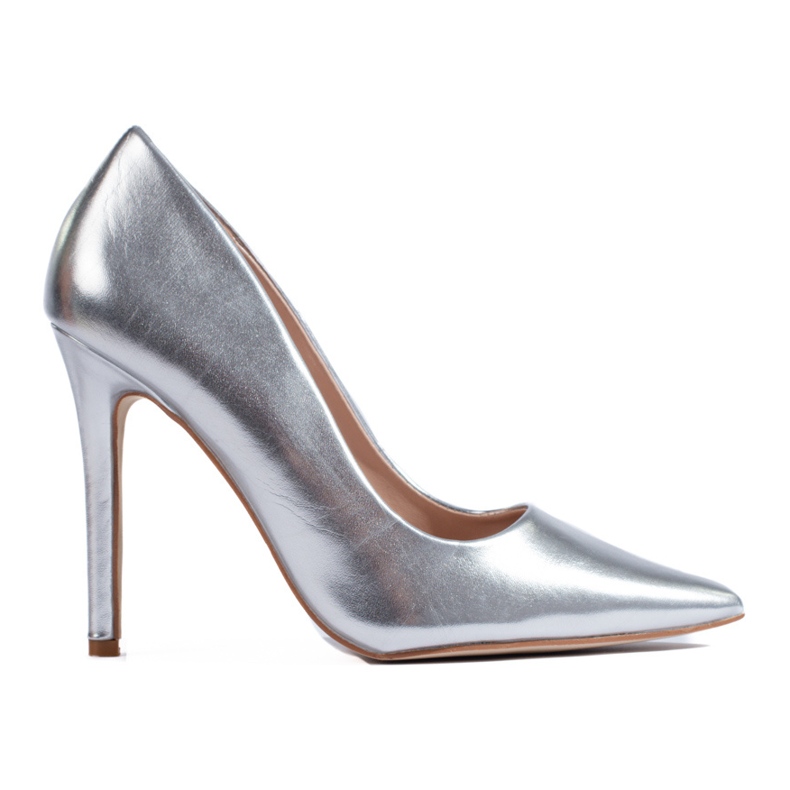 Décolleté con tacco alto color argento metallizzato di Shelovet d'argento