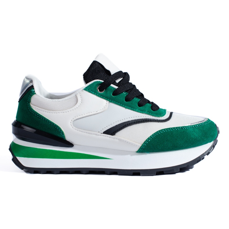 Sneakers bianche e verdi da donna sulla piattaforma Shelovet bianca
