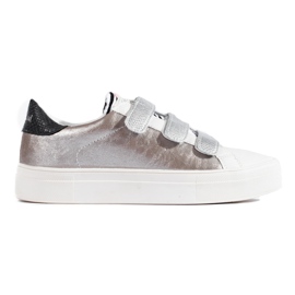 Sneakers con velcro Shelovet da donna argento e bianco
