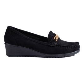 Scarpe con zeppa in camoscio nero di Shelovet