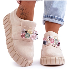 PS1 Scarpe sportive slip-on alla moda con decorazione beige Desire