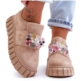 PS1 Scarpe Sportive Slip-On Alla Moda Con Decorazione Dark Beige Desire