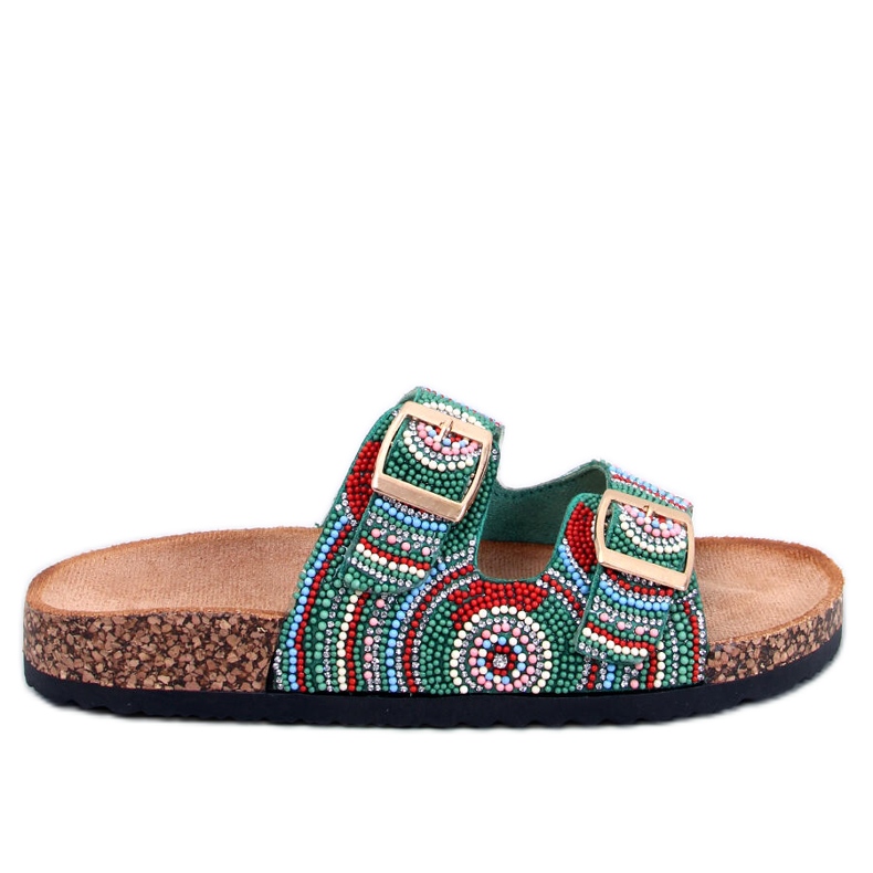Seastar Pantofole in sughero con perline di Adaora Green verde