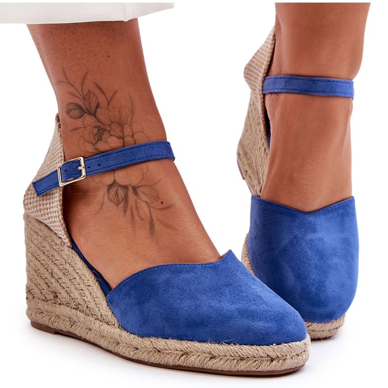 PG1 Sandali Con Zeppa In Pelle Scamosciata Blu Selfoss