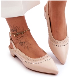 PG1 Ballerine In Pelle Con Borchie Beige Laroshe