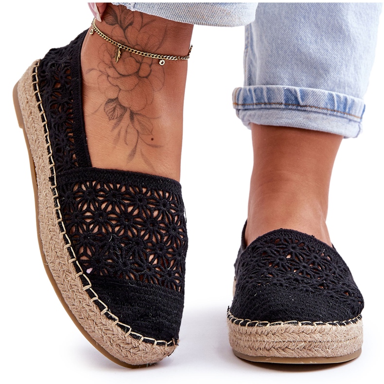 PG1 Espadrillas traforate da donna nere One Lover nero