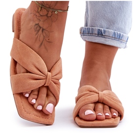 Pantofole in velluto color vaniglia arancione da donna arancia