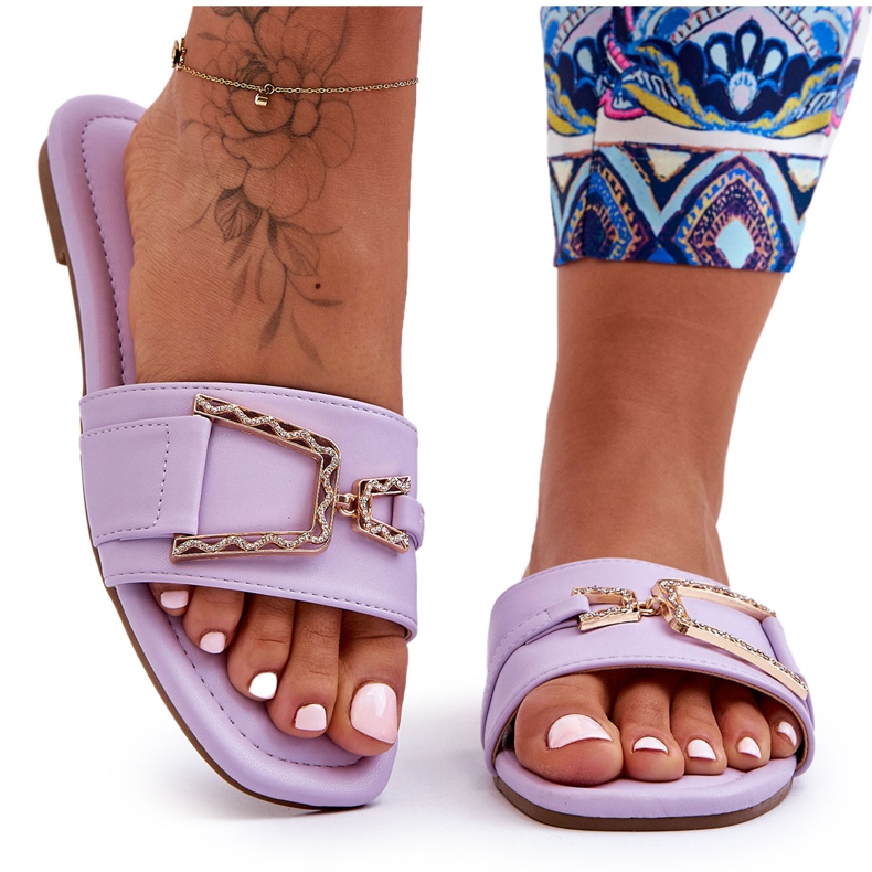 Pantofole classiche da donna con viola impreziosito Impressionante