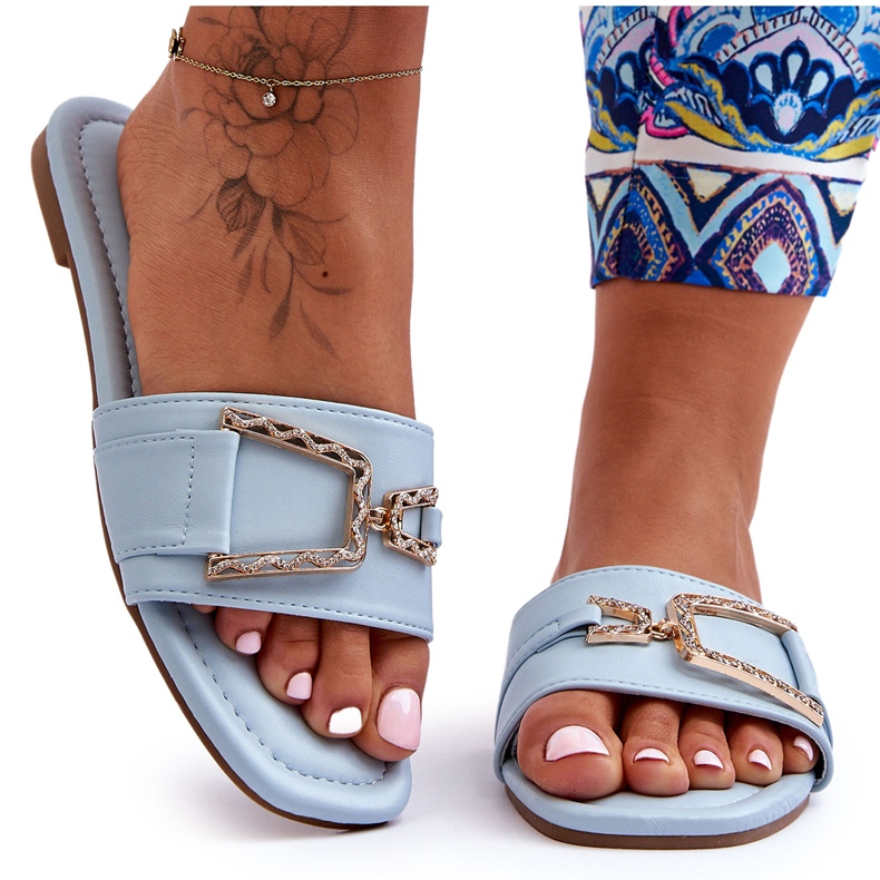 Pantofole abbellite impressionanti blu classiche da donna