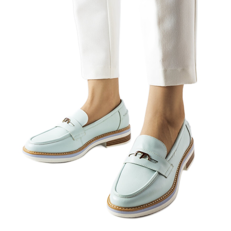 Mocassini Orlanda in pelle color menta verde