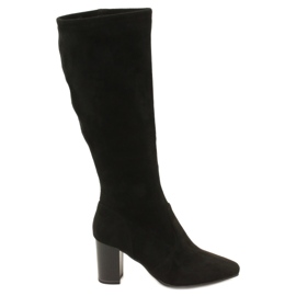 Stivali elasticizzati neri da donna Caprice 9-25520-41 044 stivali neri al ginocchio nero