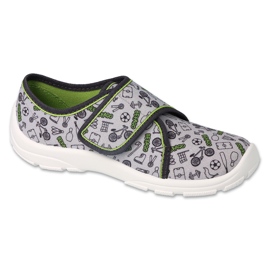 Pantofole per bambini Befado 974Y532 grigie con fantasie grigio