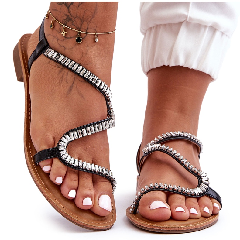 Sandali Slip-on impreziositi Hayen neri da donna nero