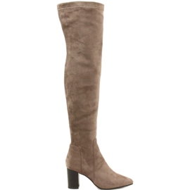 Stivali elasticizzati color talpa da donna Caprice 9-25521-41 355 stivali sopra il ginocchio beige