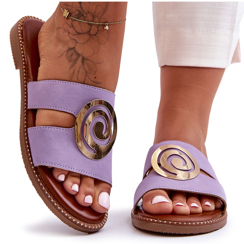 Ciabatte Alla Moda Con Decorazione A Specchio Viola Respiro Profondo
