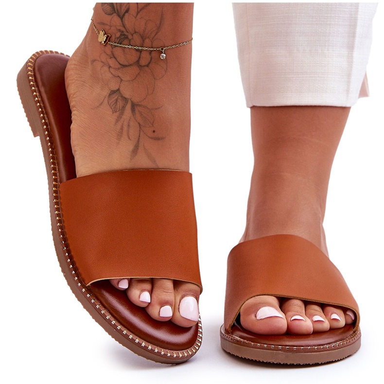 Pantofole Afrodite cammello da donna classiche marrone