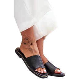 Pantofole da donna in pelle Harmony nera nero