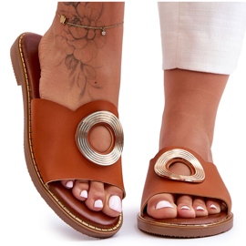 Sandali Donna Con Decorazione Tonda Cammello Donatell marrone