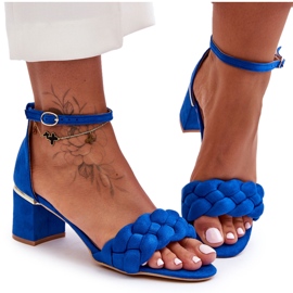 Sandali Intrecciati In Pelle Scamosciata Blu Essenza