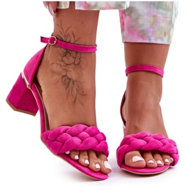 Sandali intrecciati in camoscio Essenza fucsia rosa