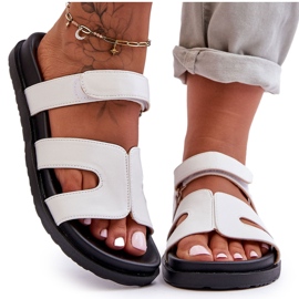 Pantofole Classiche Da Donna In Pelle Con Velcro Amedon Bianco