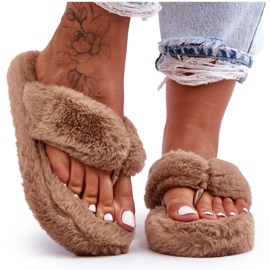 Pantofole da donna in pelliccia Pantofole Marrone Elma