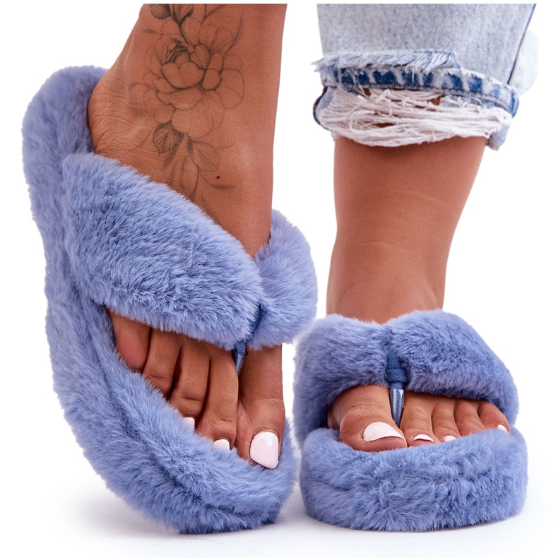 Pantofole in pelliccia da donna Pantofole Elma blu